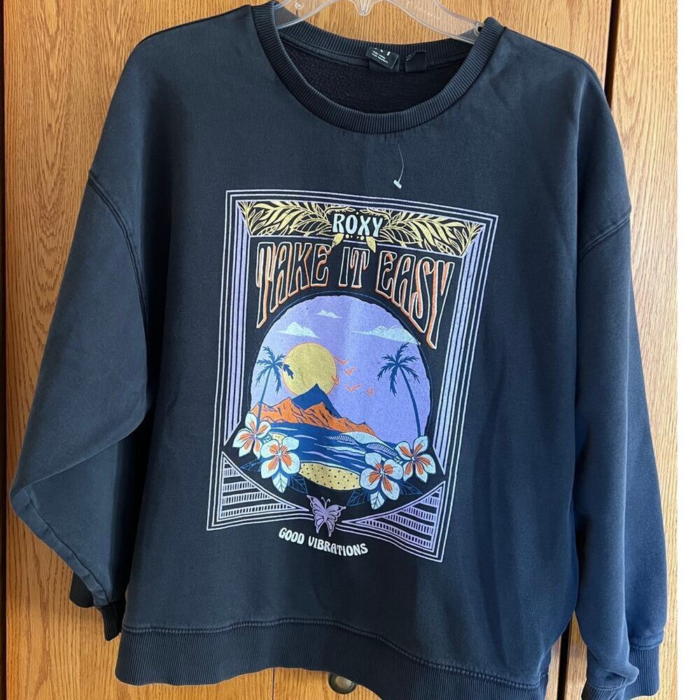 Roxy pullover crewneck sweatshirt, Good Vibrations, Women's size S